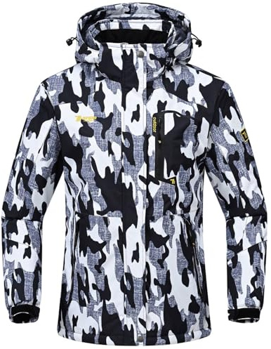 Rdruko Skijacke Damen Wasserdicht Winterjacke Snowboardjacke mit Kapuze | Winddicht Schneejacke mit Kapuze Atmungsaktiv Softshelljacke Fleece Gefüttert Verdickt Wanderjacke Winter Outdoor Jacken