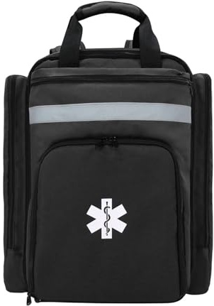 Lyirfan Mochila Profesional de Primeros Auxilios vacía, Bolsa médica táctica con Reflectante, Mochila médica de Primeros Auxilios de Gran Capacidad para Camping, Senderismo,(Negro)