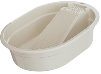 Folpus Vasca per Lavaggio a Mano con Tavola Igienica Inclusa Multifunzionale E Compatta Ideale per Biancheria E Abbigliamento Adatta a Casa E Piccoli Spazi, Bianco