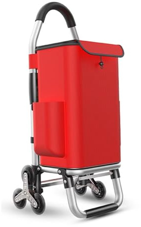 Carrello pieghevole per salire le scale a 6 ruote, versatile, leggero, design Oxford rosso per un facile trasporto e manovrabilità