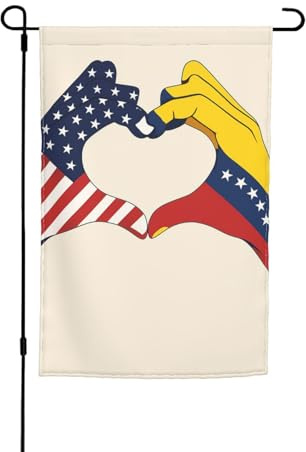 Bandera con forma de corazón de Estados Unidos Venezuela de 30,5 x 45,7 cm, para porche para todas las estaciones, decoración de patio, decoración de patio