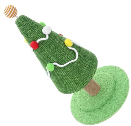BESPORTBLE Bola Rascadora para Gatos Forma Árbol de Navidad Rascador Trepador con Sisal Natural para Rascar y Jugar como Decoración Navideña para Gatitos