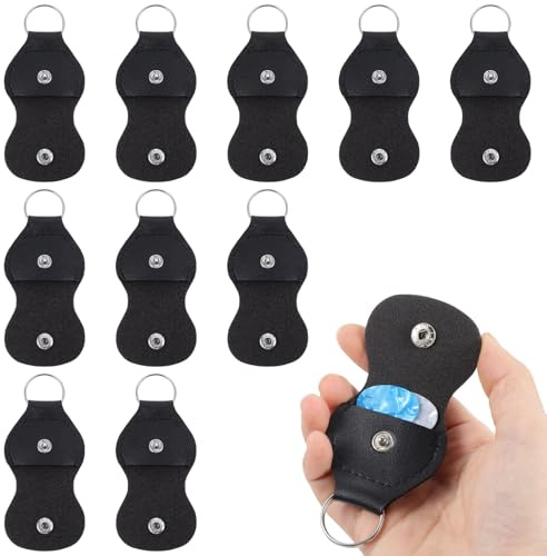 guduling 10 Pcs Leather Guitar Pick Holder Keychain,Guitar Pick Keychain,Leather Guitars Picks Holder,Waterproof and Scratchproof Coin Protector for Commemorative Coins,Collectible Display and Daily