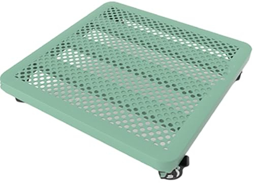 Panier à plantes robuste avec roulettes universelles, base carrée soucoupe, chariot de pot de fleurs roulant pour intérieur/extérieur, 45 x 45 cm, couleur verte – Parfait pour une mobilité facile des