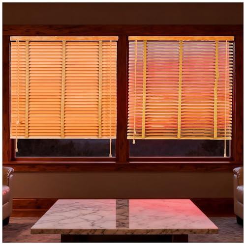 WZDXFNLD Persianas Venecianas de Madera Personalizado, Estores el deslumbramiento Horizontales Listones 5cm, Cortinas Aislamiento Térmico para Dormitorio Cocina Oficina, Fáciles De Instalar(Orange)