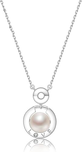 Bijoux/Colliers SADEW Collier S925 Chaîne de Pendentif de Perle d'eau fraîche 7-8 mm Blanche à Ciel