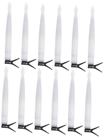 Cabilock 12 Set Candele LED Senza Fiamma con Clip Candele Forma di Albero di Natale in Plastica Opaca Luci Calde per Decorazioni Natalizie e Halloween con Filo da Facili da Appendere e
