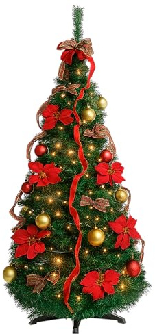 TIENDA EURASIA – Arbol de Navidad Decorado | Plegable Montaje en 1 Minuto | Multicolor | Material PVC, Hierro, Poliéster y Fibra sintética | Decoracion Navidad (60x150 cm)