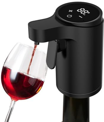 Decanteur Aérateur à Vin Électrique, Distributeur de Vin au Verre Automatique, Convient à la Plupart des Bouteilles de Vin (Noir)