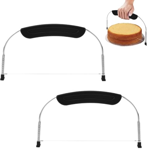 ROKZELT Affettatrice Per Torte a Filo, Taglia Torta Regolabile, Taglia Pan Di Spagna Regolabile, Affettatrice Per Torta a Filo Da Taglio, Tagliatorte in Acciaio Inossidabile, Funzionale，32Cm