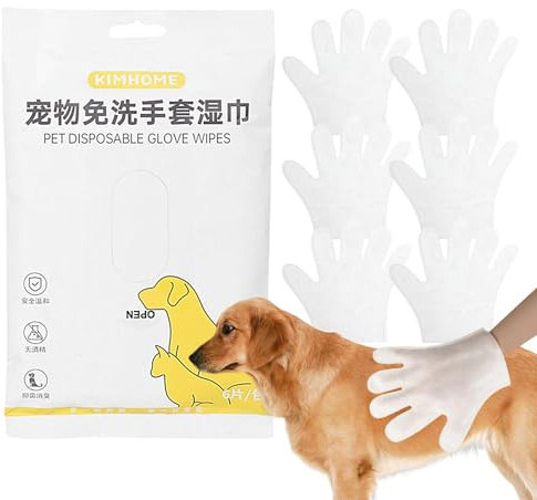 Guantes para la limpieza de los perros | Guante para el cuidado del pelaje y eliminación, 6 unidades | Toallitas para el aseo de perros – Para el uso en casa y ducha, después de paseos, viajes y