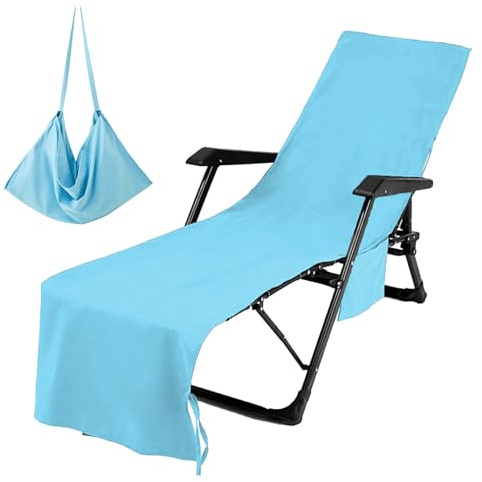 FILFEEL Funda de Toalla para Silla de Playa de Fibra Extra Ultrafina con Bolsillos | Toallas Versátiles para Tumbonas para Uso en la Playa y en Salones (#1)