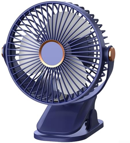 Qualoramall, ventilatore USB da scrivania con clip e luce notturna, ventilatore portatile silenzioso, 5 modalità di vento, rotazione verticale a 360° e orizzontale a 720°, alimentato tramite USB, per