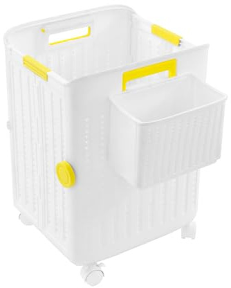Tvättkorgar, vikbara tvättkorgar med liten korg | stor vikbar tvättbehållare med universalhjul avtagbar, för sovrum badrum tvättstuga 35,5 x 31,5 x 47,5 cm