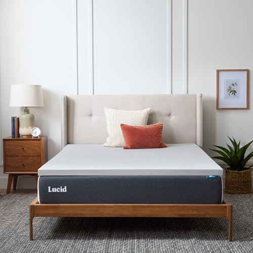 LUCID 2 pouces Surmatelas en mousse à mémoire de forme charbon de bambou - California King