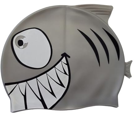 Swimmershop Bonnet de bain Shark en silicone argenté