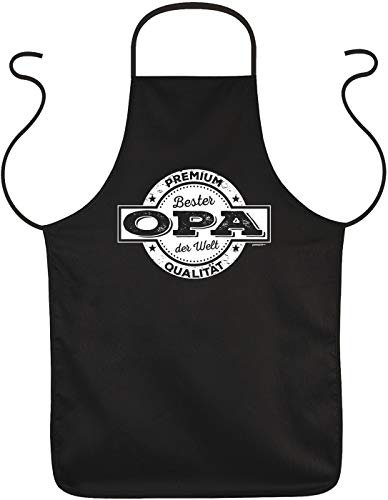 Tini - Shirts Koch-Schürze Opa - Sprüche Geschenk-Schürze Großvater : Premium Qualität Bester Opa der Welt - Geschenk Grillschürze Geburtstag Opa