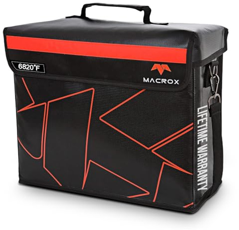 Fireproof and Waterproof Document Bag with Lock, 6200℉ Insulated, Patented Enclosed Flap Design, Heavy Duty Fire Safe Storage Box for Documents, Files & Valuables, 16x12.6x6.5