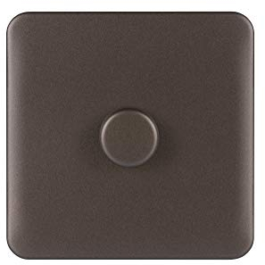 Schneider Electric Lisse Screwless Deco - Single 1 Way Dimmer Light Switch, Mains, 250W, GGBL6011CMBS, Mocha Bronze, 1 Gang