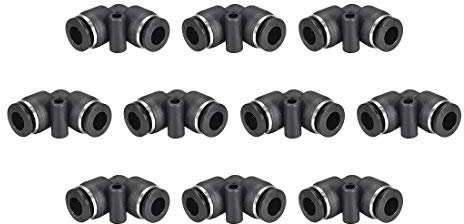 sourcing map Elbow Push to Connect Air Fittings 6mm Tube OD Pneumatic Quick Release Connectors Black 10Pcs
