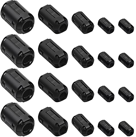 20 Stk Ferrite Ring Ferritkerne für Kabel Rauschunterdrückung Kabel-Clip ferritkerne Clip-on Ferrite Ring Core RFI EMI Noise Suppressor Kabel Clip 3,5mm 5mm 7mm 9mm 13mm Innendurchmesser