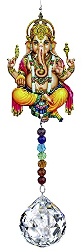 Elephant God Prism Suncatcher Hindu Ganesha Protection Charm Decor Window Garden Wall Hanging Crystal Pendant