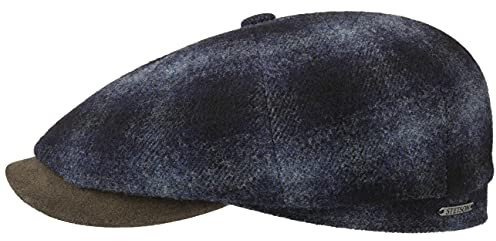 Stetson Hatteras Johnny Flatcap Schirmmütze Ballonmütze Wollcap Newsboy-Mütze Herren - Made in The EU mit Schirm, Futter Winter Herbst-Winter - 55 cm schwarz-blau