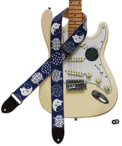 MUSIC FIRST Gitarrengurt im Originaldesign, Ukiyoe-Stil mit Glückswolken, für E-Gitarre