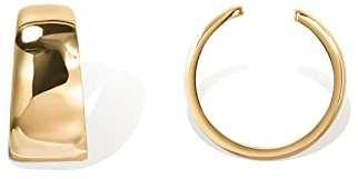 PAVOI 925 Sterling Silver 14K Gold Plated Cubic Zirconia Sparkling Round Huggie Ear Cuff Gold Earrings for Women | Clip On Cartilage (Ultra Wide, Yellow Plated)