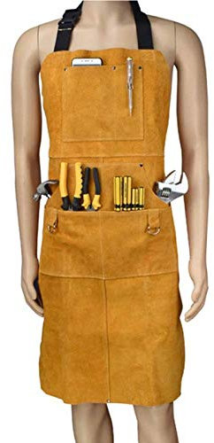 fayengan Werkzeugschürze Schwere Arbeitsschürze Unisex Mit Taschen for Ingenieure Schreiner Maler Zimmermann Garten (Color : Yellow, Size : 60cm*90cm)
