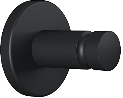 tesa MOON BLACK Handtuchhaken, matt schwarz, für Bad & WC - für Bäder im Industrial Style und moderne Badezimmer - bohrfrei, inkl. Klebelösung - 37 mm x 37 mm x 36 mm