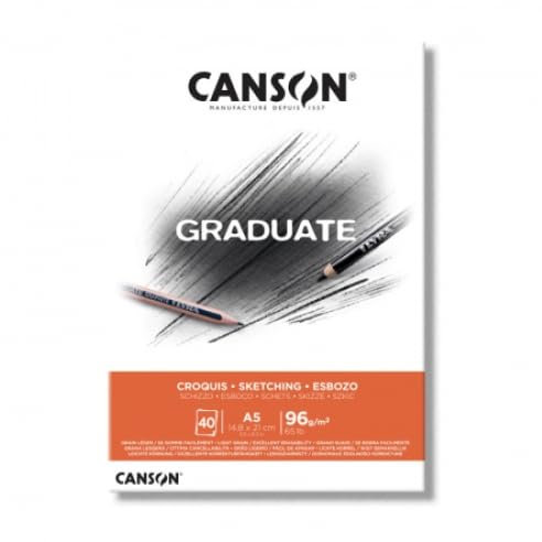 Canson® Graduate Skizzenblock, A5, 96 g/m², 5 Stück