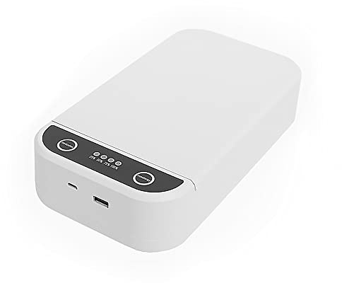 TopHomer UV Licht Desinfektionsmittel Box, Multifunktionale Handy Schlüssel Maske Reinigungsbox, Aromatherapie Funktion, USB Aufladen, Weiß