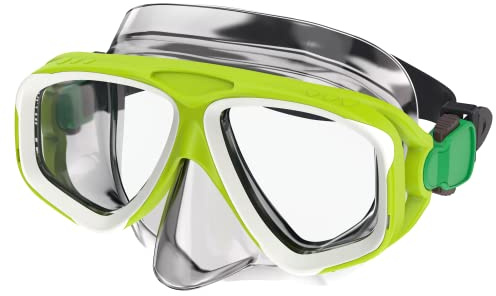 Speedo Unisex-Adult Swim Snorkel Dive Mask Anti-Fog with Nose Cover Adventure Series, M Lime Green/Clear, One Size