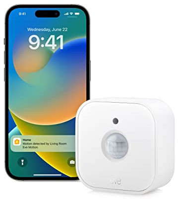 Eve Motion (Matter) Intelligenter Bewegungssensor mit Lichtsensor, IPX3 wasserdicht, automatische Aktivierung von Licht und Geräten, Gewinde