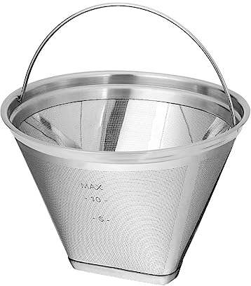 INEOUT 8~12 Tasses Taille 4 Filtres À Café Filtres À Cône Permanents Réutilisables Compatible avec Cuisinart Hamilton Beach Remplacer Cuisinart GTF Gold Tone