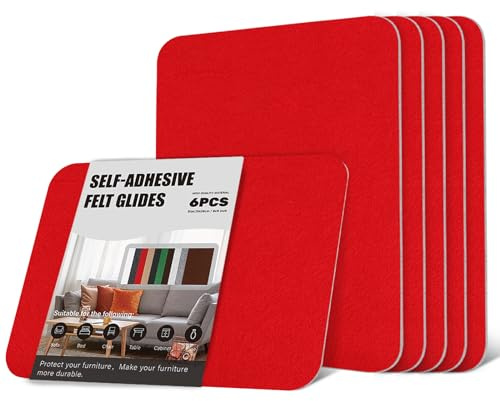 OAZ Feltrini per Mobili Autoadesivi, 6 Pezzi 20 x 28 cm Feltro Adesivo Rotolo, Feltrini Adesivi Moquette Adesiva per Cassetti Feltro, Mobili, Cornici per Foto, Automobili, Borse in Pelle - Rosso
