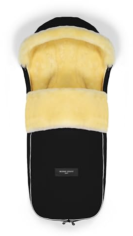 WERNER CHRIST BABY, Lammfell-Fußsack LADIS – für kleine Reisebuggys (Kinder ab 6 bis 36 Monate), aus medizinischem Lammfell, in schwarz (Black)