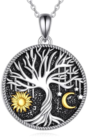 VONALA Marienkäfer/Schmetterling/Sonne und Mond/Senfsaat Rundes Halsband Sterling Silber Anhänger Schmuck für Männer Frauen