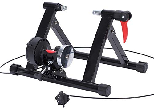 Fahrradtrainer-Ständer – Tragbarer Indoor-Trainer aus Edelstahl mit Schwungrad, Geräuschreduzierung, Widerstandseinstellungen, Schnellverschluss und Tasche – Stationäres Training für Rennräder und M