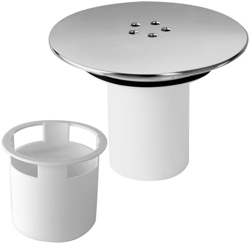 ANBOO Couvercle de Bonde de Douche, Chrome Interchangeable Couvercle de Bonde de Douche, Remplacement de Couvercle de Siphon Douche pour Salle de Bain, Remplacement de La Siphon Douche(Blanc,Argent)
