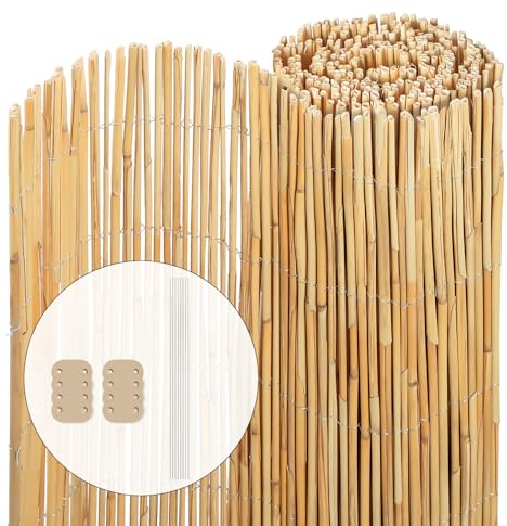 VOUNOT® Canisse en Roseau Naturel 100x300cm Brise Vue en Rouleaux avec Attaches de Fixation Protection Contre Regards Clôture Extérieure Décorative pour Jardin Terrasse et Balcon