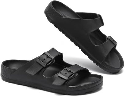 YUHITYGZGS Pantoletten Damen Herren Sommer Bequem Weich Sandalen Schlappen Cozy Slides Original Mules Clogs Orthopädische Hausschuhe Foam Sandale Rutschfeste Badelatschen, Schwarz, EU 37-38