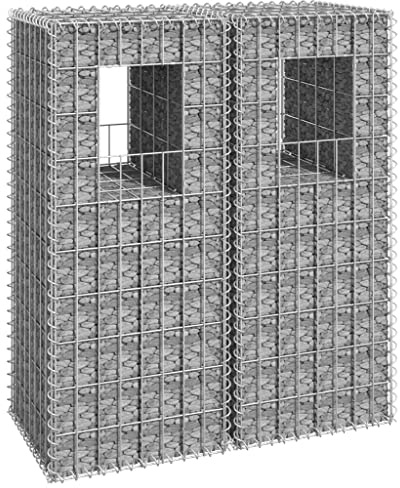 Baziroo Colonnes de gabion en fer, 40 x 40 x 100 cm, argenté, pour murs de soutien, clôtures de jardin, grillage en pierre, gabion, brise-vue, mur