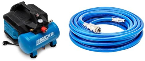 ABAC Geräuscharmer Tragbarer Luftkompressor EASE-AIR 6 & BGS 3250 Druckluftschlauch, 10 m, Innendurchmesser 6 mm