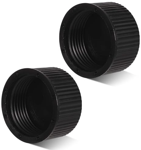 lasuroa Lot de 2 Bouchon et Joint de Vidange avec 2 Joints d'Étanchéité, Bouchon de Vidange Filtre à Sable Piscine en Plastique pour Pièces de Filtre de Piscine Hayward Spa Piscine (Noir)