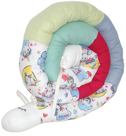 Bettschnecke/Bettschlange XXL(Motiv Einhorn 2) Länge 250cm** Seitenschläferkissen, Stillkissen