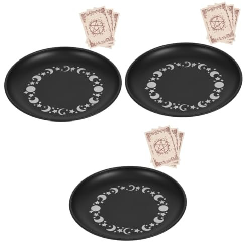Ciieeo 3St dekorative Platte Altar Dekoration Metallkerzenhalter metallplatte dekoratives Teelichttablett Spitzkerzenhalter Ritualkerzenteller Kerzenhalter aus Metall Rostfreier Stahl