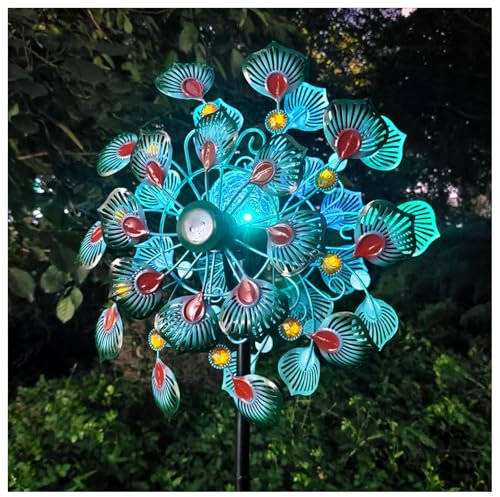 Solar Solar Windrad, 178cm Groß WindräDer Aus Metall Edelstahl Kugellager, Garten Windspiel Wetterfestes Gartendeko