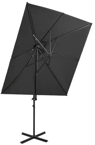 ShGaxin Sombrilla voladiza con cubierta doble antracita 250x250 cm, Parasoles De Jardin, Sombrilla Piscina, Sombrilla Terraza Exterior, Parasol Playa, Sombrillas Para Jardin - 312362